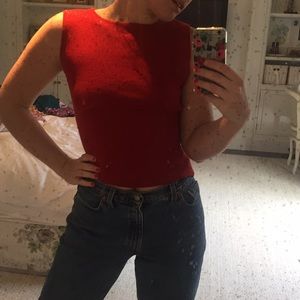 Red knitted top